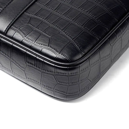 13-inch Crocodile Print Leather Laptop Bag – Premium Business Briefcase with Timeless Design