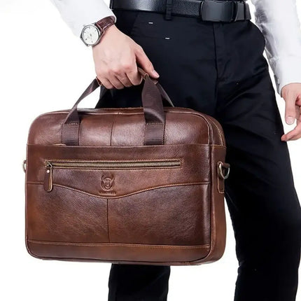 Brown Leather Laptop Bag – Stylish & Functional Business Briefcase