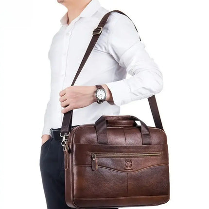 Brown Leather Laptop Bag – Stylish & Functional Business Briefcase