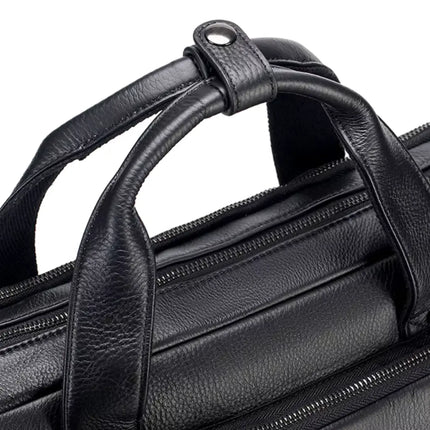 lack Leather Laptop Bag – Spacious Business Briefcase with Multiple Compartments