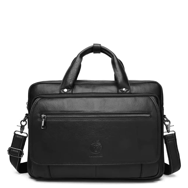 lack Leather Laptop Bag – Spacious Business Briefcase with Multiple Compartments