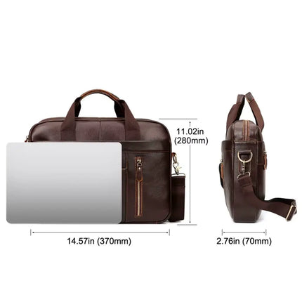 Premium 13-Inch Leather Laptop Bag for Men – Genuine Leather, Stylish & Functional