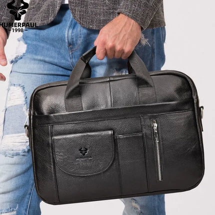Premium 13-Inch Leather Laptop Bag for Men – Genuine Leather, Stylish & Functional