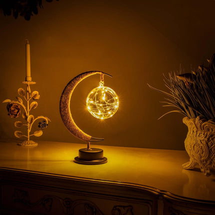 Moon-Inspired LED Touch Table Lamp – Warm Ambient Light for Bedroom & Living Room Décor