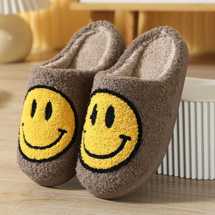 Smiley Face Slippers – Cozy, Non-Slip Plush House Shoes for Women & Men