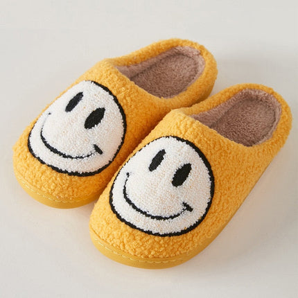 Smiley Face Slippers – Cozy, Non-Slip Plush House Shoes for Women & Men