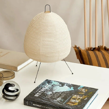 Japanese Rice Paper Table Lamp 14" x 7" – Minimalist Soft Light for Modern Home Décor