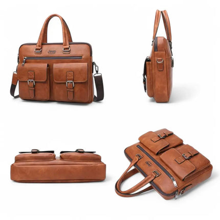 Premium Brown Leather 13-Inch Laptop Bag for Men – Timeless Design & Practical Functionality