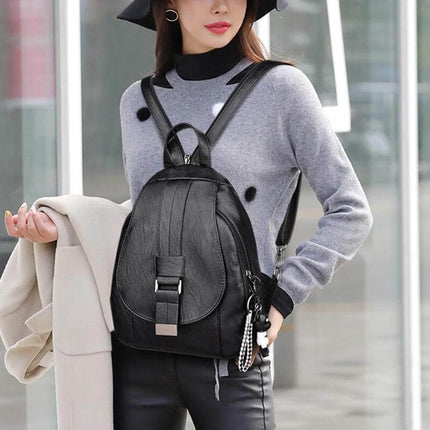 Waterproof Vegan Leather Anti-Theft Backpack for Women – Convertible Rucksack & Handbag with Hidden Zipper