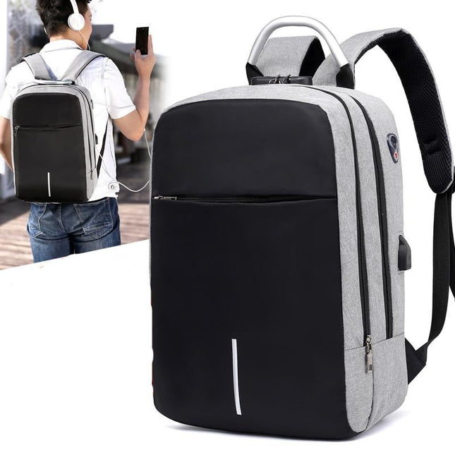 Waterproof Anti-Theft Laptop Backpack 15.6" – USB Charging Port – Grey/Black Business & Travel Bag
