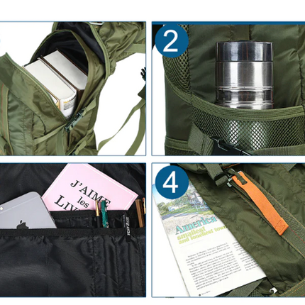 40L Waterproof Hiking Backpack – Durable Outdoor Bag with Carabiner Hook & Multiple Storage Pockets