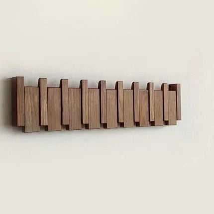 Modern Solid Wood Wall Mounted Coat Rack – Scandinavian Entryway Organizer with Hidden Flip Hooks