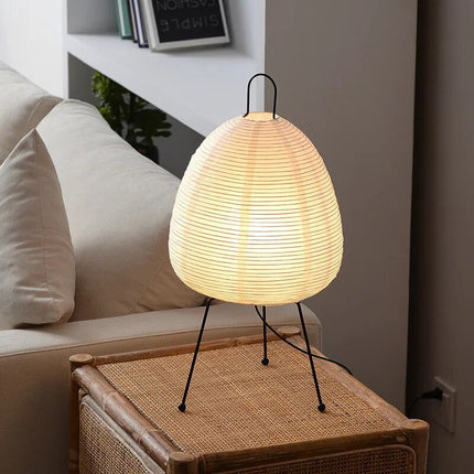 Japanese Rice Paper Table Lamp 14" x 7" – Minimalist Soft Light for Modern Home Décor