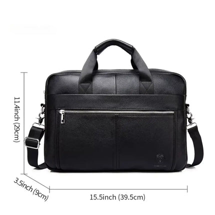 Premium Genuine Leather 15-Inch Laptop Briefcase for Men – Stylish Business Bag